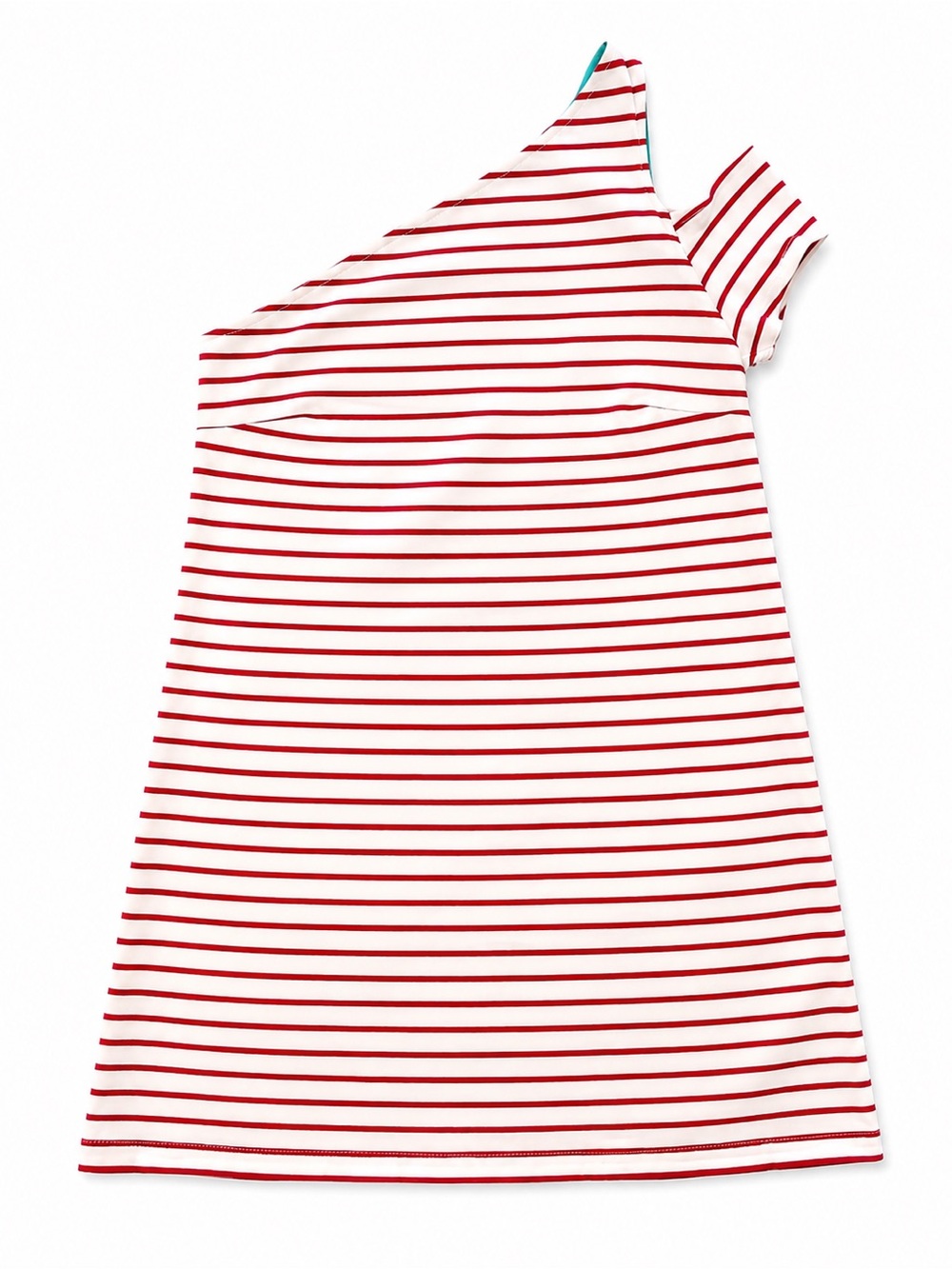 Maeve Anthropologie One Shoulder Stripe Dress Red White Nautical Coastal chic M